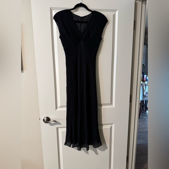 Vintage Y2K Jones New York 100% Silk Formal Slip Dress Black Beaded Size 8 EUC - Picture 4 of 4